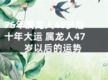 76年属龙人48岁后十年大运 属龙人47岁以后的运势