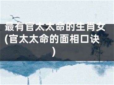 最有官太太命的生肖女(官太太命的面相口诀)