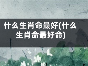 什么生肖命最好(什么生肖命最好命)