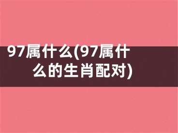 97属什么(97属什么的生肖配对)