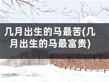 几月出生的马最苦(几月出生的马最富贵)