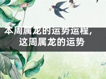 本周属龙的运势运程,这周属龙的运势