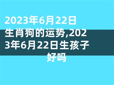 2023年6月22日生肖狗的运势,2023年6月22日生孩子好吗