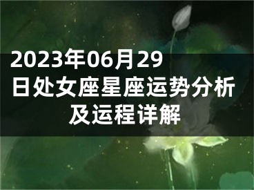 2023年06月29日处女座星座运势分析及运程详解