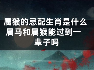 属猴的忌配生肖是什么 属马和属猴能过到一辈子吗
