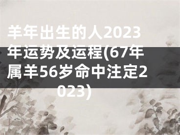 羊年出生的人2023年运势及运程(67年属羊56岁命中注定2023)