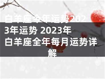 白羊座今年运势2023年运势 2023年白羊座全年每月运势详解