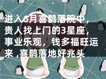进入6月喜鹊落院中，贵人找上门的3星座，事业乐观，钱多福旺运来 ,喜鹊落地好兆头