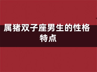 属猪双子座男生的性格特点