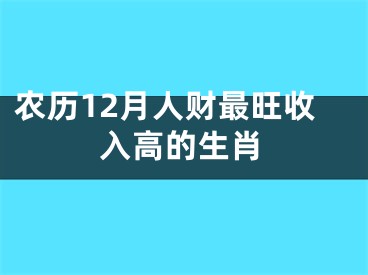 农历12月人财最旺收入高的生肖