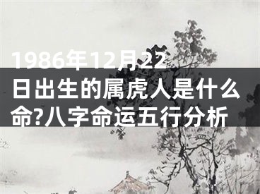 1986年12月22日出生的属虎人是什么命?八字命运五行分析