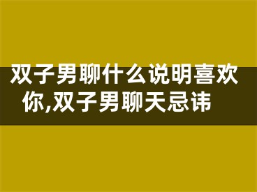 双子男聊什么说明喜欢你,双子男聊天忌讳