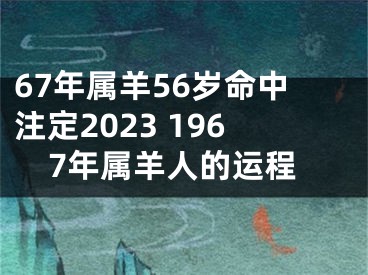 67年属羊56岁命中注定2023 1967年属羊人的运程