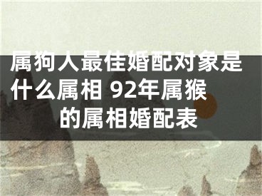 属狗人最佳婚配对象是什么属相 92年属猴的属相婚配表