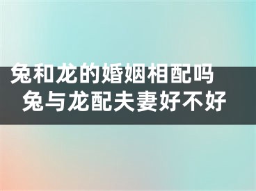 兔和龙的婚姻相配吗 兔与龙配夫妻好不好