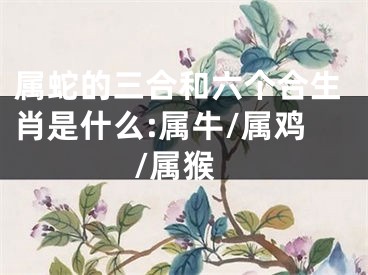 属蛇的三合和六个合生肖是什么:属牛/属鸡/属猴