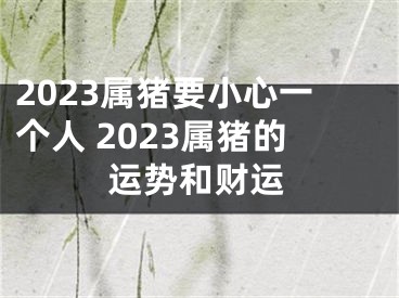 2023属猪要小心一个人 2023属猪的运势和财运