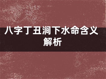 八字丁丑涧下水命含义解析