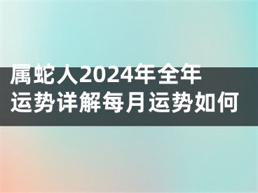 属蛇人2024年全年运势详解每月运势如何