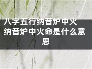 八字五行纳音炉中火 纳音炉中火命是什么意思