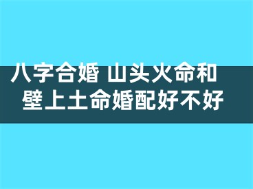 八字合婚 山头火命和壁上土命婚配好不好