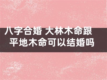 八字合婚 大林木命跟平地木命可以结婚吗