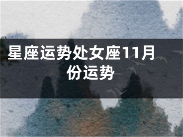 星座运势处女座11月份运势
