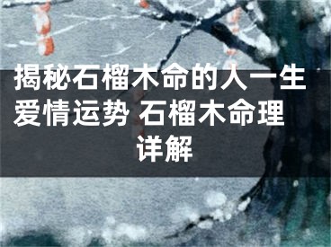 揭秘石榴木命的人一生爱情运势 石榴木命理详解