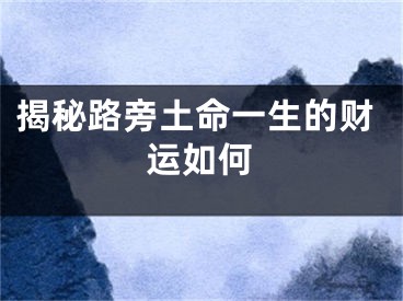 揭秘路旁土命一生的财运如何