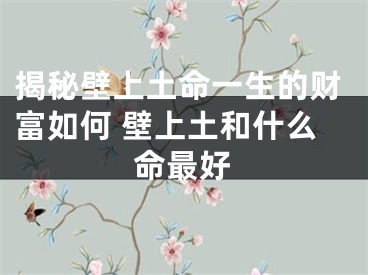 揭秘壁上土命一生的财富如何 壁上土和什么命最好