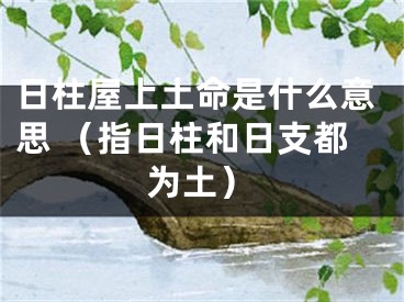 日柱屋上土命是什么意思 （指日柱和日支都为土）