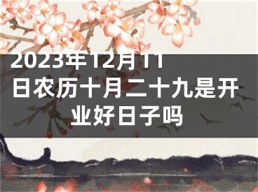 2023年12月11日农历十月二十九是开业好日子吗