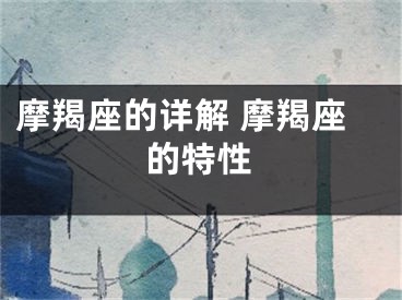 摩羯座的详解 摩羯座的特性