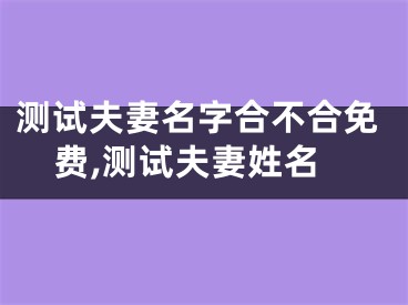 测试夫妻名字合不合免费,测试夫妻姓名