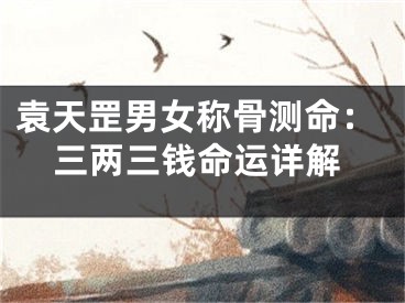 袁天罡男女称骨测命：三两三钱命运详解