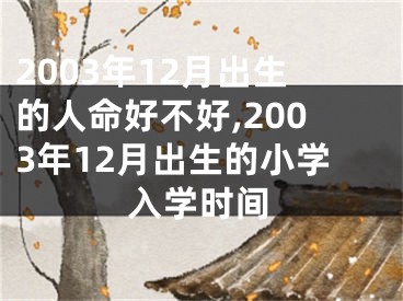 2003年12月出生的人命好不好,2003年12月出生的小学入学时间