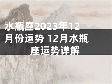 水瓶座2023年12月份运势 12月水瓶座运势详解