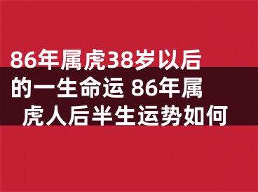 86年属虎38岁以后的一生命运 86年属虎人后半生运势如何