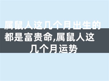 属鼠人这几个月出生的都是富贵命,属鼠人这几个月运势