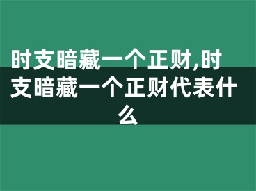 时支暗藏一个正财,时支暗藏一个正财代表什么