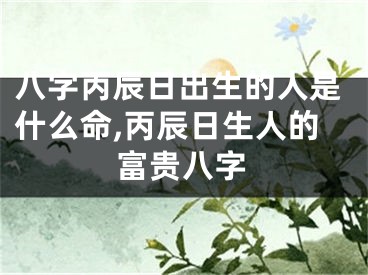 八字丙辰日出生的人是什么命,丙辰日生人的富贵八字