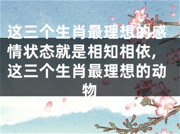 这三个生肖最理想的感情状态就是相知相依,这三个生肖最理想的动物