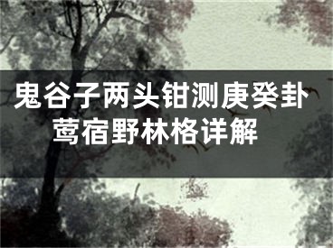鬼谷子两头钳测庚癸卦 莺宿野林格详解
