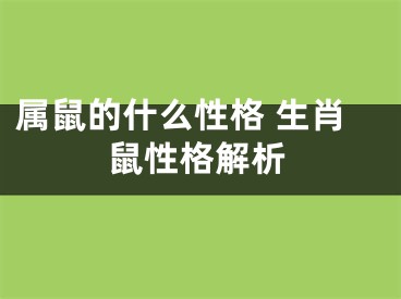 属鼠的什么性格 生肖鼠性格解析