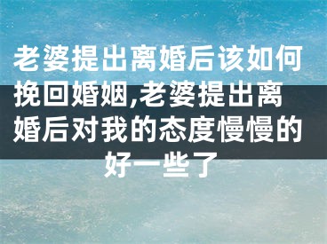 老婆提出离婚后该如何挽回婚姻,老婆提出离婚后对我的态度慢慢的好一些了