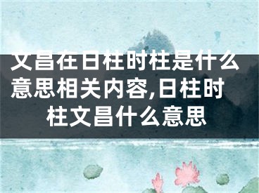 文昌在日柱时柱是什么意思相关内容,日柱时柱文昌什么意思