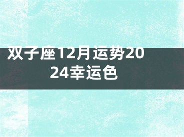 双子座12月运势2024幸运色