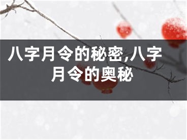 八字月令的秘密,八字月令的奥秘