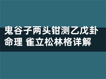 鬼谷子两头钳测乙戊卦命理 雀立松林格详解