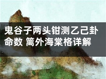 鬼谷子两头钳测乙己卦命数 篱外海棠格详解